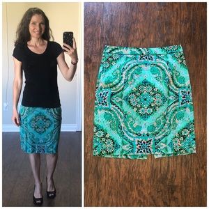 🌎J Crew brocade pencil skirt